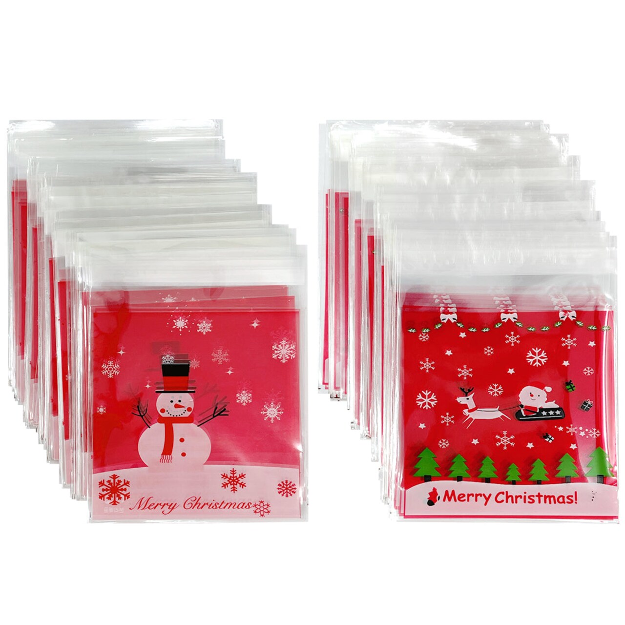 Wrapables Transparent Self-Adhesive 4" x 4" Candy and Cookie Bags, Favor Treat Bags for Christmas Parties and Holidays (200pcs)